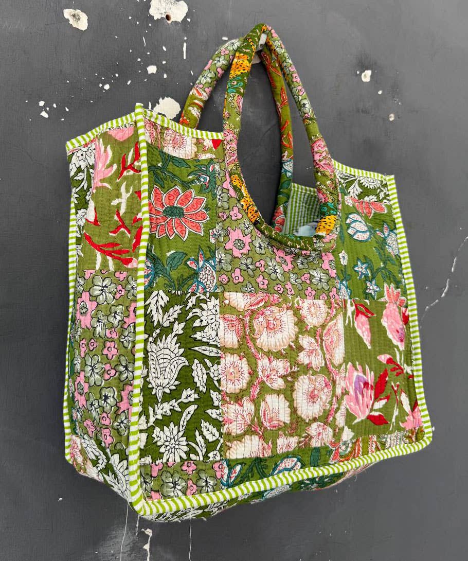 bhavnas boutique - Wholesale Tote Bag - Women's - Block Printed Bag Patchwork Shopping Bag Quilted Cotton Bags2