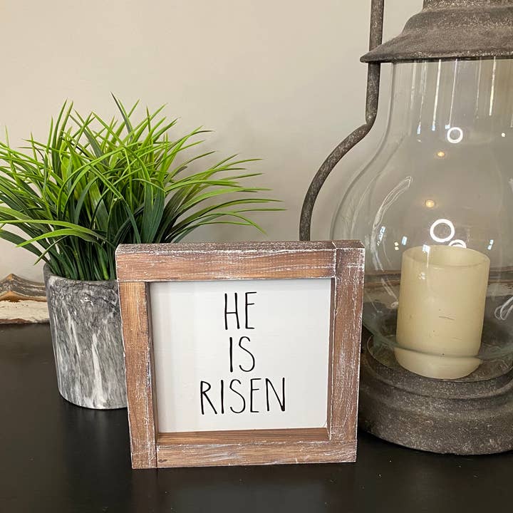Joshua Jar - Wholesale Sign - He Is Risen- Faith Framed Sign