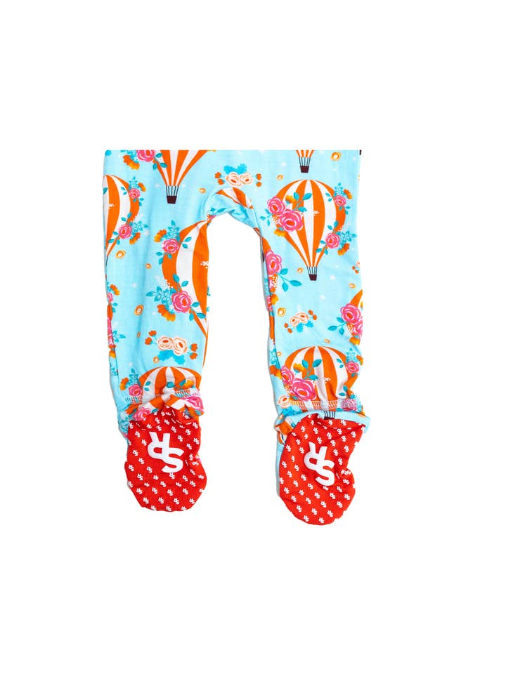 Stone and Rose - Wholesale Sleepsuit - Baby - Hot Air Balloon Ruffled Zippered Footie Pajamas