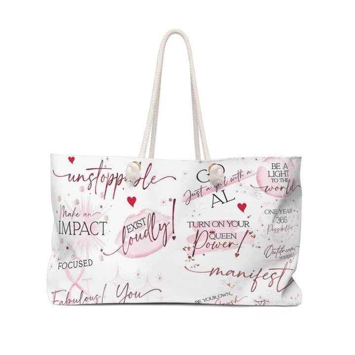 Girl Boss Weekender Bag - Make an Impact! - White Rose for wholesale by Girl Power 24/7