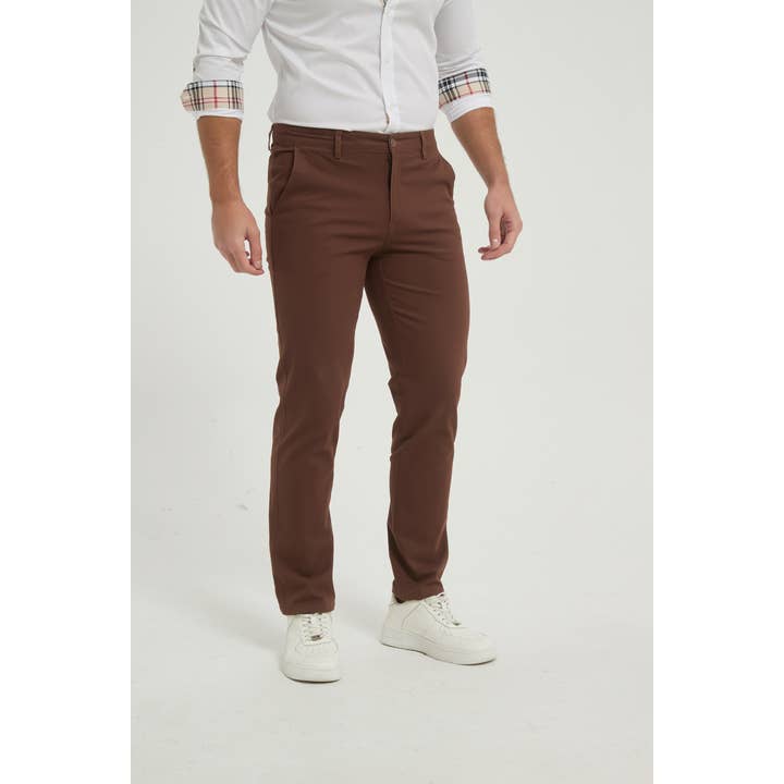 Chino trouser stretch - Brown for wholesale by Yves Enzo