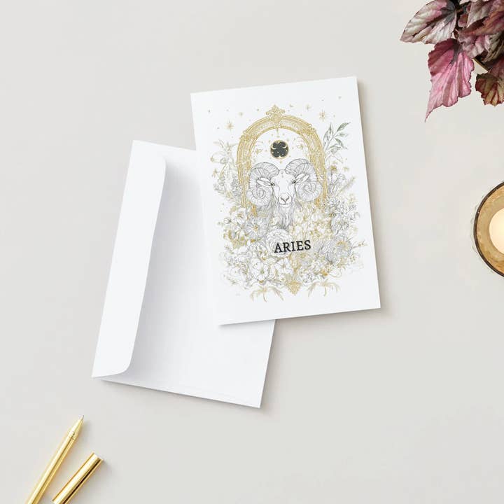 House of Osiris - Wholesale Birthday Card - Aries (March 21 – April 19) Zodiac Astrology Birthday Card | Blank Inside for Customized Birthday Wishes3