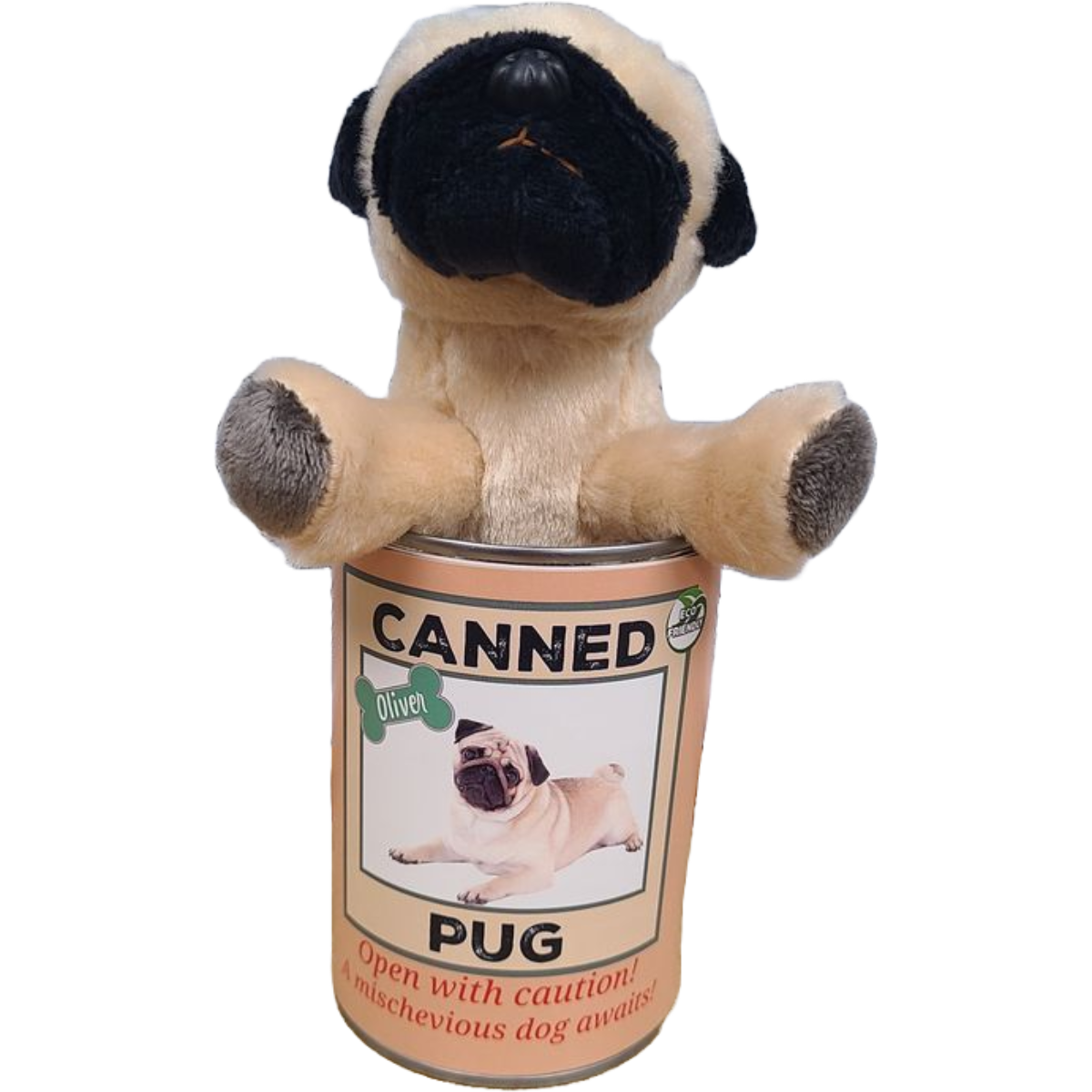 Canned Gifts - Vendita all'ingrosso Peluche - Bambini e neonati - Cane Carlino in Lattina - Peluche Riciclato ed Ecologico4