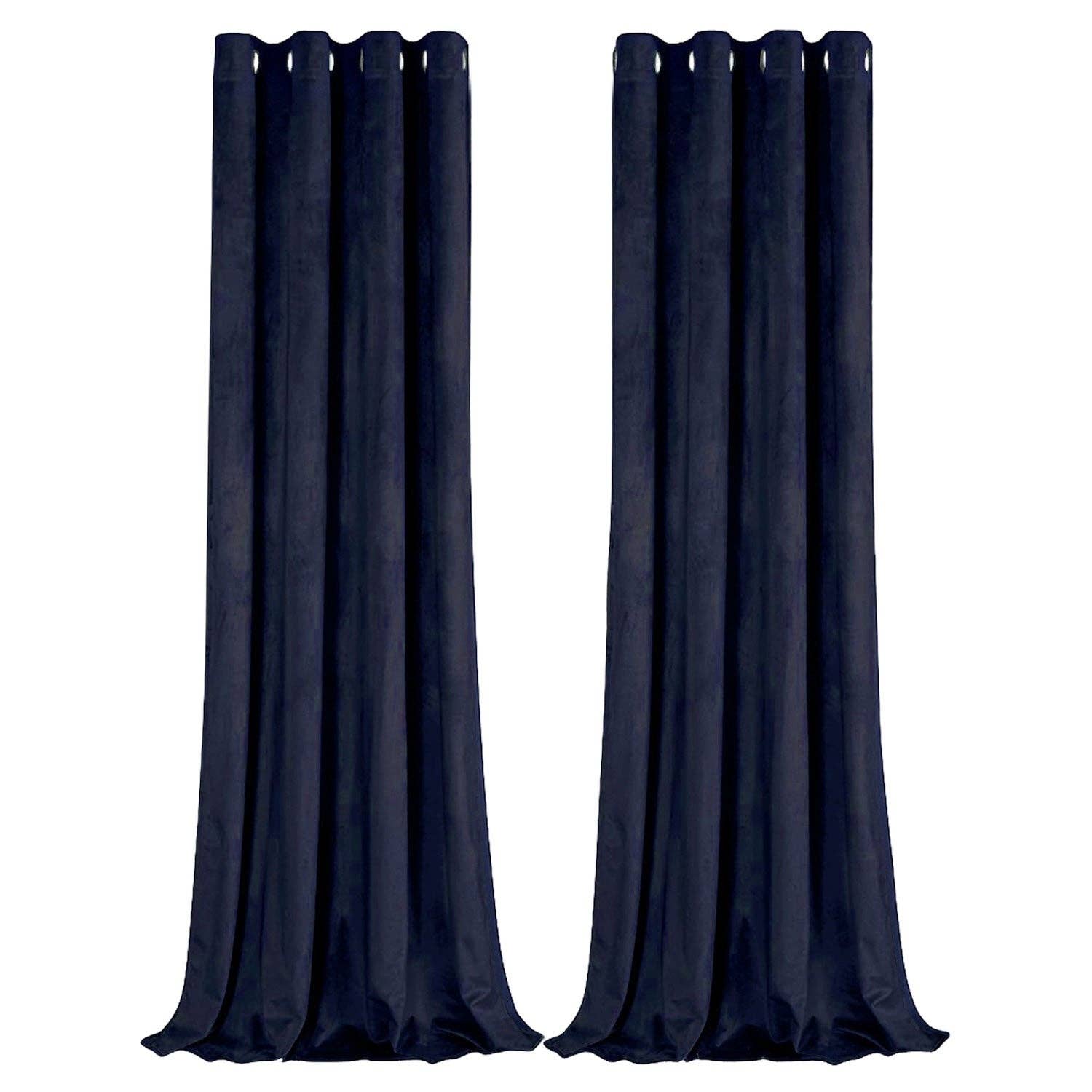 Happy Homewares – wholesale Curtain – Midnight Blue Velvet Blackout Eyelet Curtains - 46x54 Inch Drop - Pair7