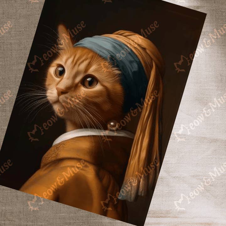 Meow & Muse - Wholesale Postcard - Postcard Vermeer Cat Ginger