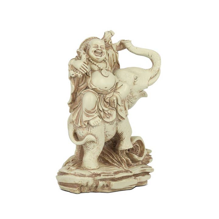 Buddha Groove - Wholesale Decorative Figurine - Happy Buddha and Elephant Statue1