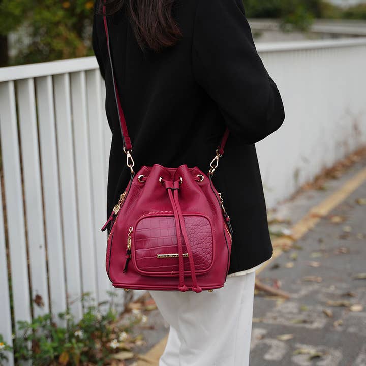 MKF Collection - Wholesale Top Handle Bag - Women's - Azalea Women's Bucket Handbag, Crossover Bag by Mia K16