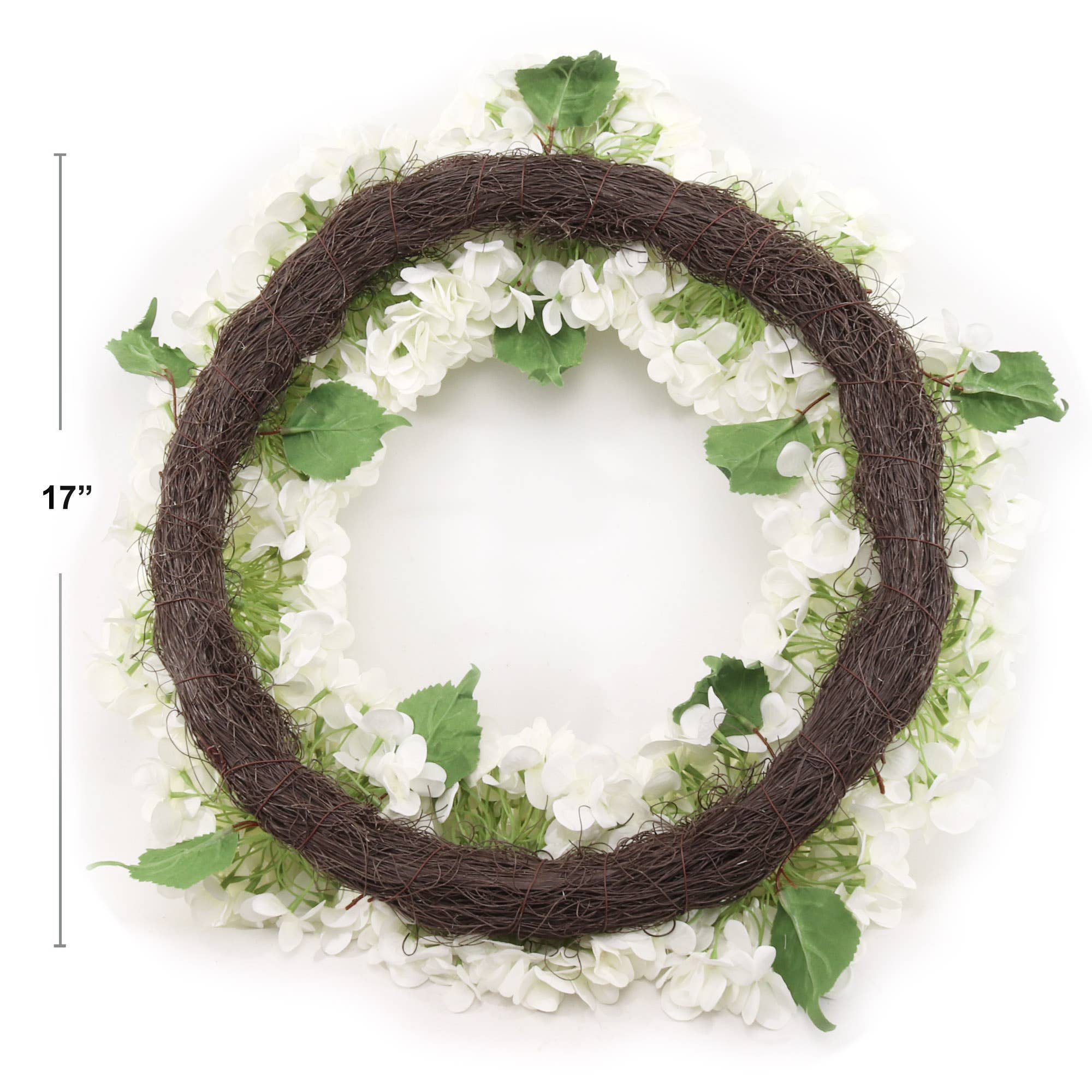 Larksilk - Wholesale Wreath - 2-Pack: 24" White Hydrangea Wreath With Grapevine Ring3