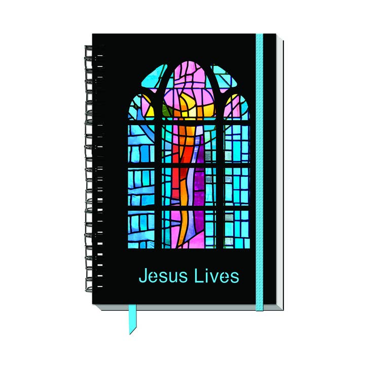 Stained Glass Journal Jesus Lives for wholesale by Shades of Color, LLC