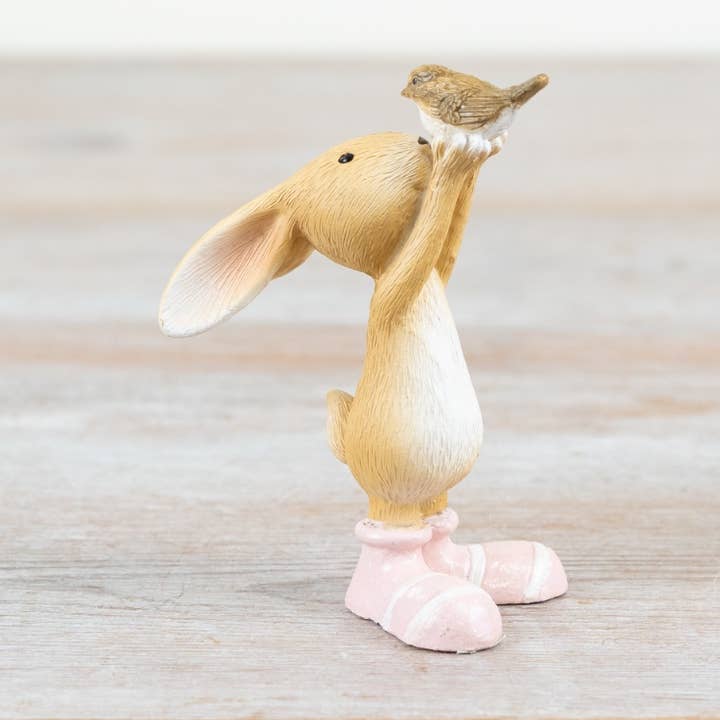 Konijn met Vogel Deco, 9cm voor wholesale door Gainsborough Giftware x Portland Living