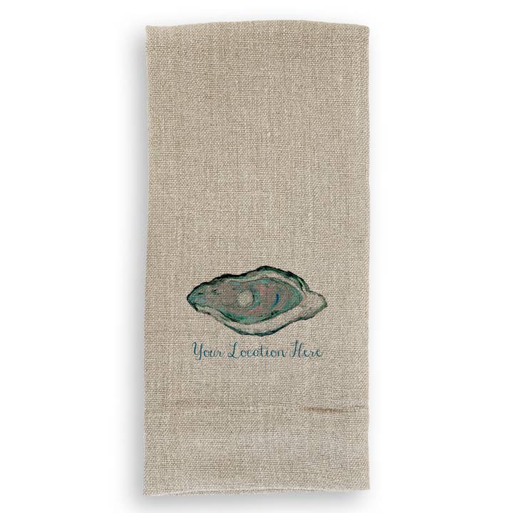 French Graffiti - Wholesale Tea Towel - Aqua Oyster with Location1