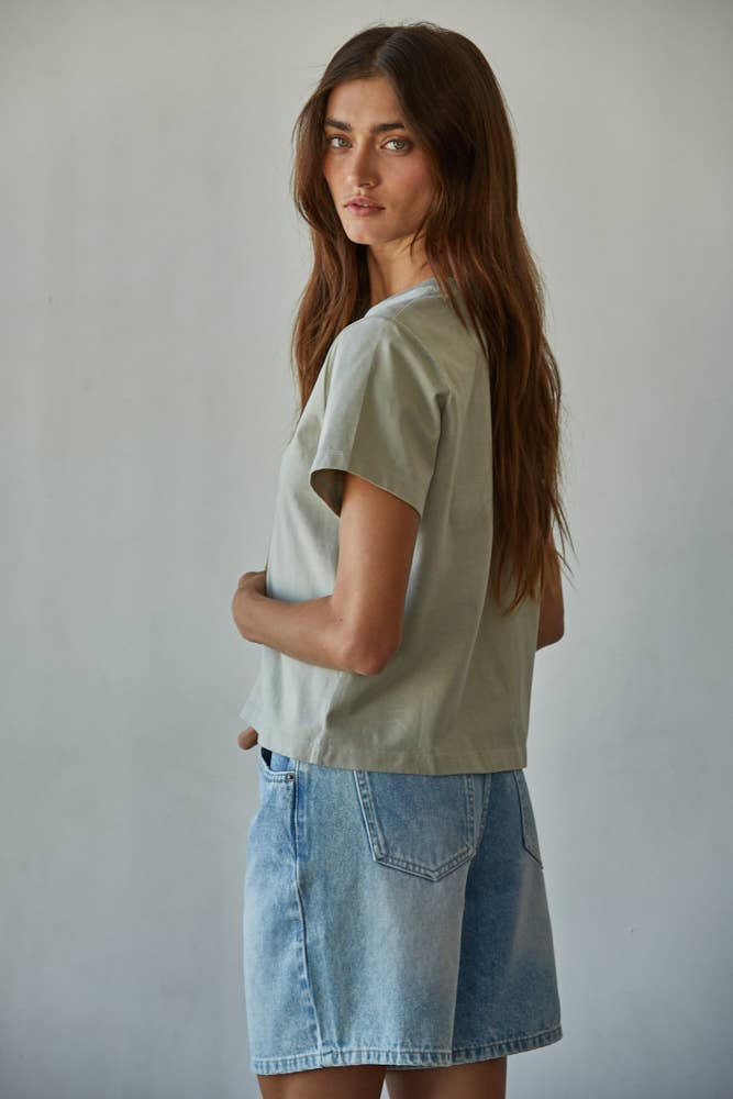 By Together – wholesale T-shirt (utan tryck) – Dam – By Together stickad T-shirt med rund hals och korta ärmar i bomull7