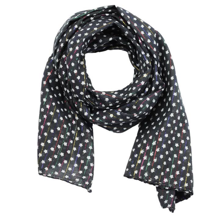Cotton cloth stars 0.7 cm black white Lurex colorful scarf for wholesale by Tribal Trade GmbH
