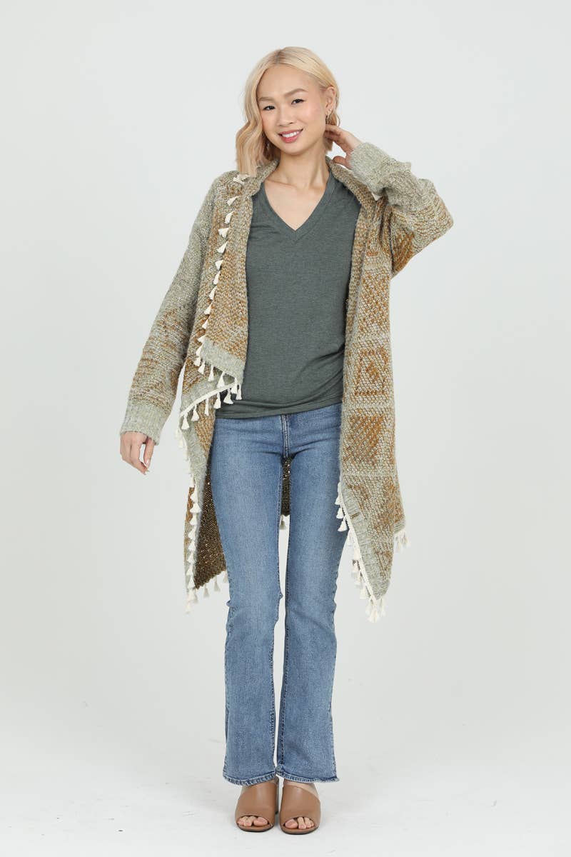 ANGIE – Cardigan - Mulher por atacado – CAMISOLA DE CASACO XHM99-ASIS BORINGE FRANJA20