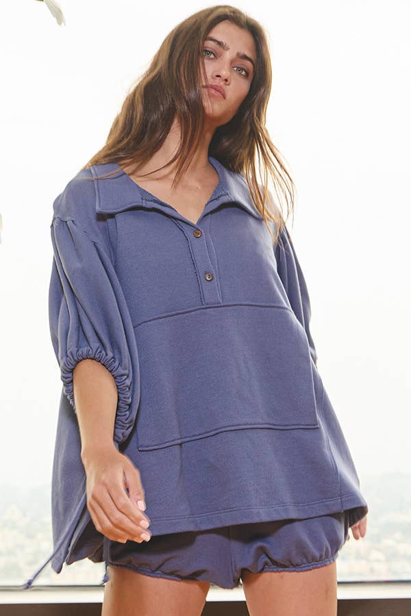 BUCKETLIST INC - Vente Tunique – femme - T2195 Haut uni surdimensionné à manches nouées et à lacets21