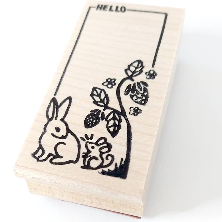 Peppercorn Paper - Wholesale Rubber/decorative stamp - Bunny & Mouse Hello Rubber Stamp1
