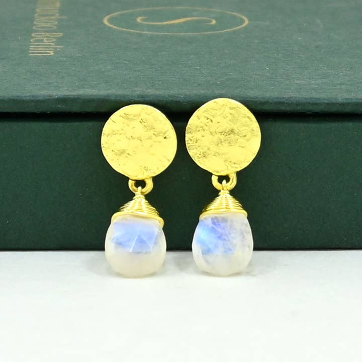 Schmuckoo Berlin - Wholesale Dangle Earrings - Abigail Earring Gold Plated - Rainbow Moonstone