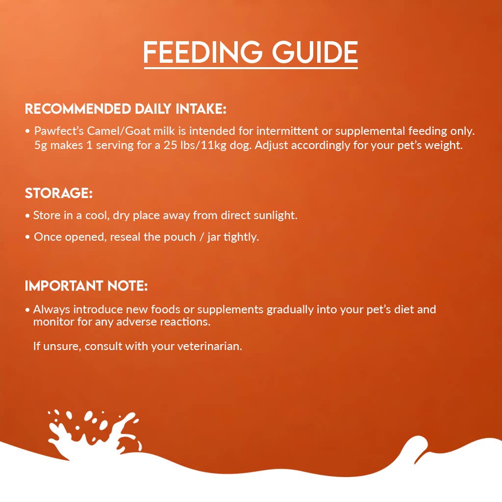 Pawfect Foods – wholesale Pet supplement – Dog – Pawfect Nature's Sip Camel Milk Powder with Papaya, Banana, Broccoli & Flaxseeds| Easily Digestible| Pre & Probiotics| Healthy Topper| Low Glycemic| Hydration Support8