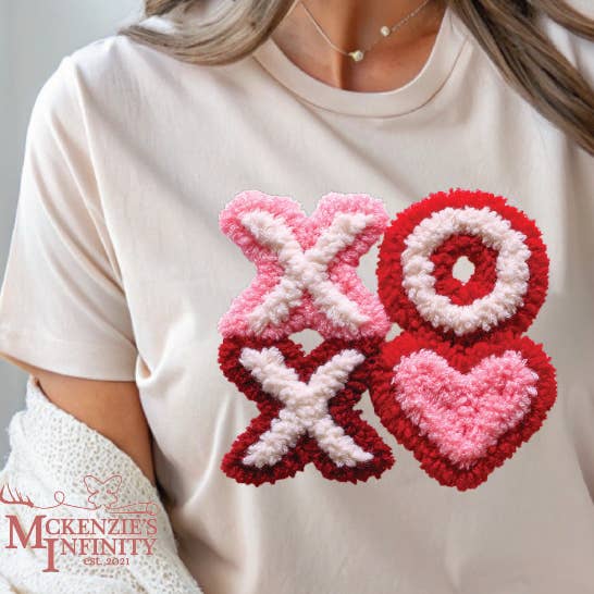 Faux Yarn Crochet Retro Valentine XOXO Shirt, XOXO Shirt for wholesale by McKenzie’s Infinity LLC