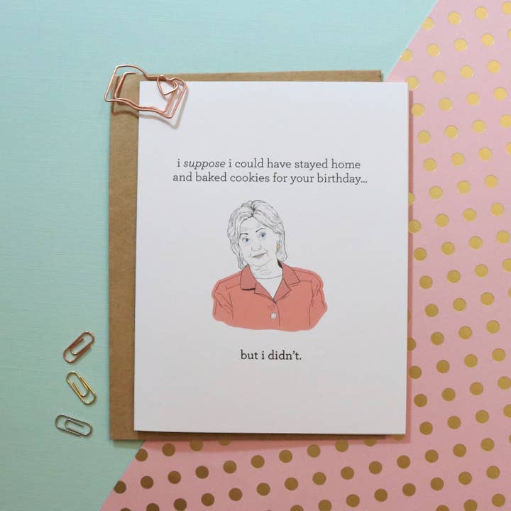 The Card Bureau - Wholesale Birthday Card - Hillary Clinton Baking Cookies Birthday Card