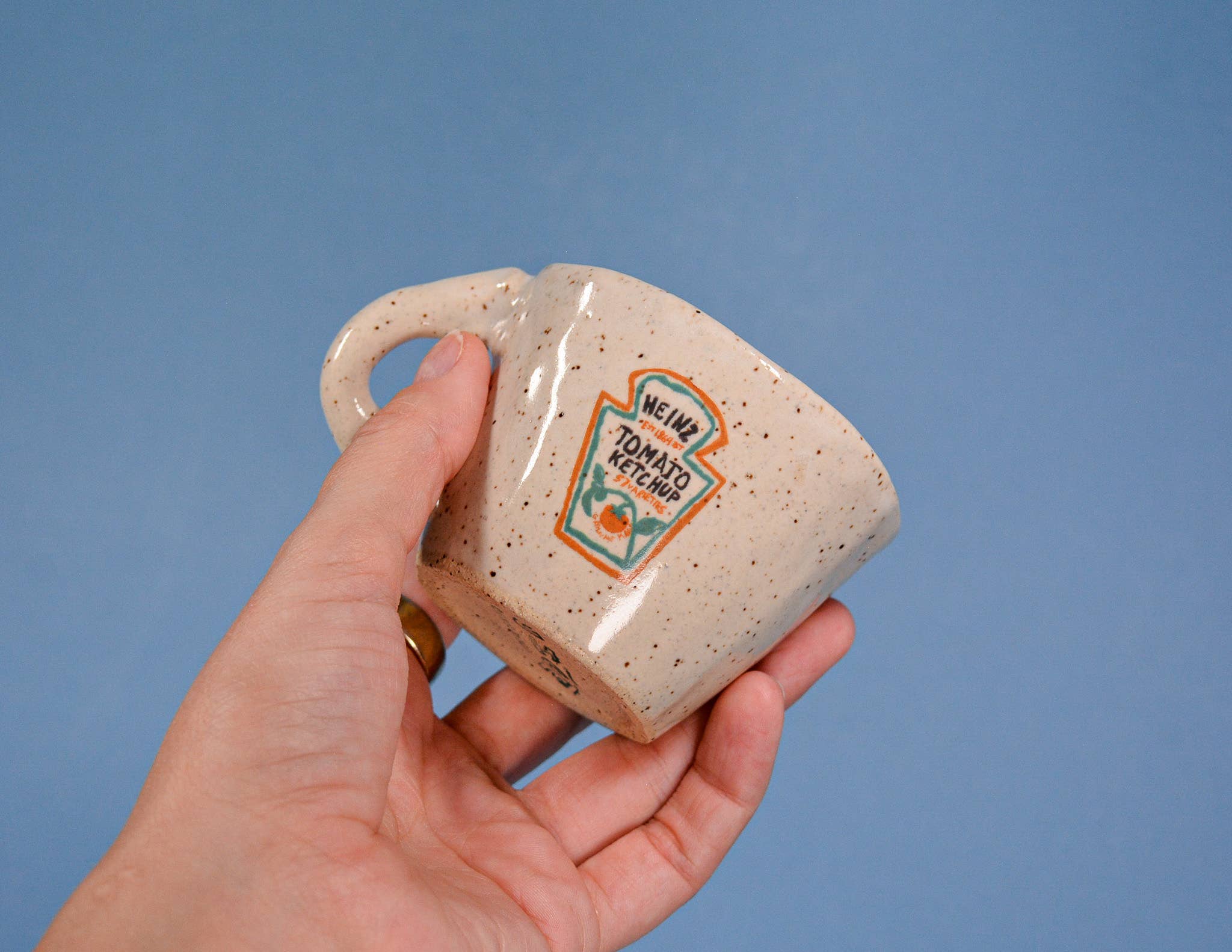 Juice Ceramics Handmade Pottery and Jewelry - Wholesale Coffee Mug - Ketchup - Handmade Speckled Ceramic Espresso Cup -  2-4 oz. 1