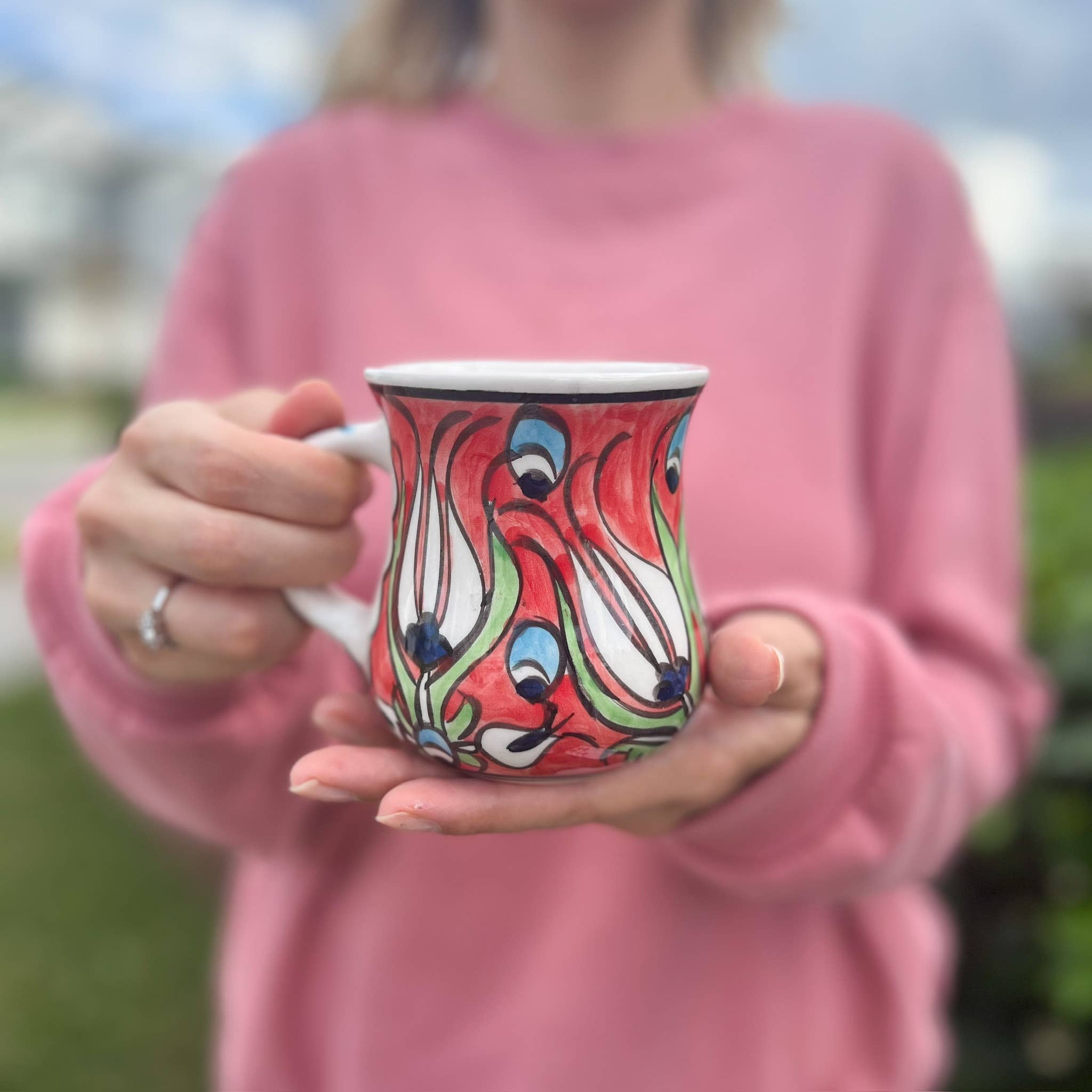 Umays Boho - Venta al por mayor Taza - Taza de cerámica hecha a mano con decoración de cocina, taza de café5