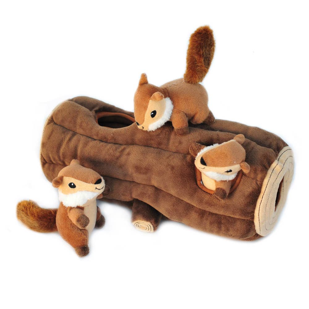 ZippyPaws - Vente Peluche – chien - Zippy Burrow - Jouet pour chien « bûche » avec 3 tamias couinants1