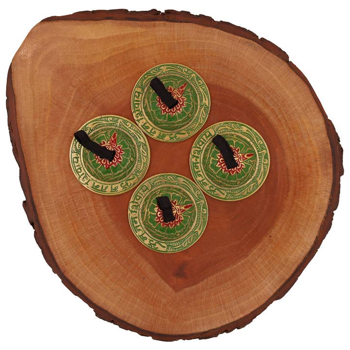Lungta Imports - Vente Instruments de musique - 2 paires de cymbales à doigts Om Namah Shivaya en laiton Zills pour cloche10