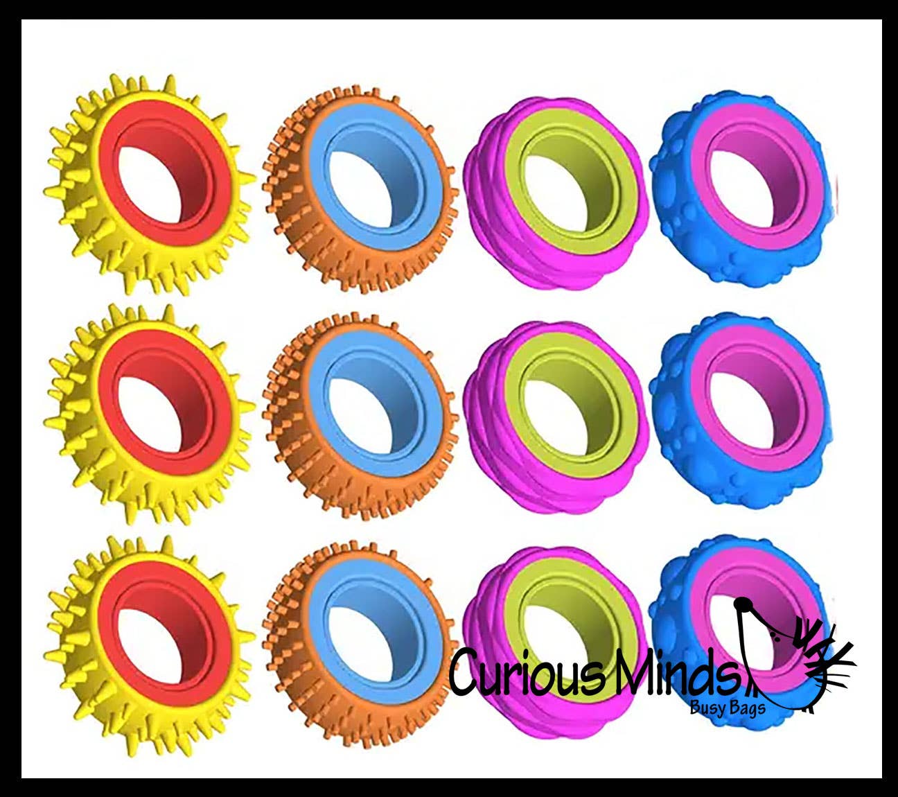 Curious Minds Toys - Venta al por mayor Pelota antiestrés - Niños - 1 Anillo Giratorio - Anillo Giratorio de Silicona Suave - Fidget Spi1