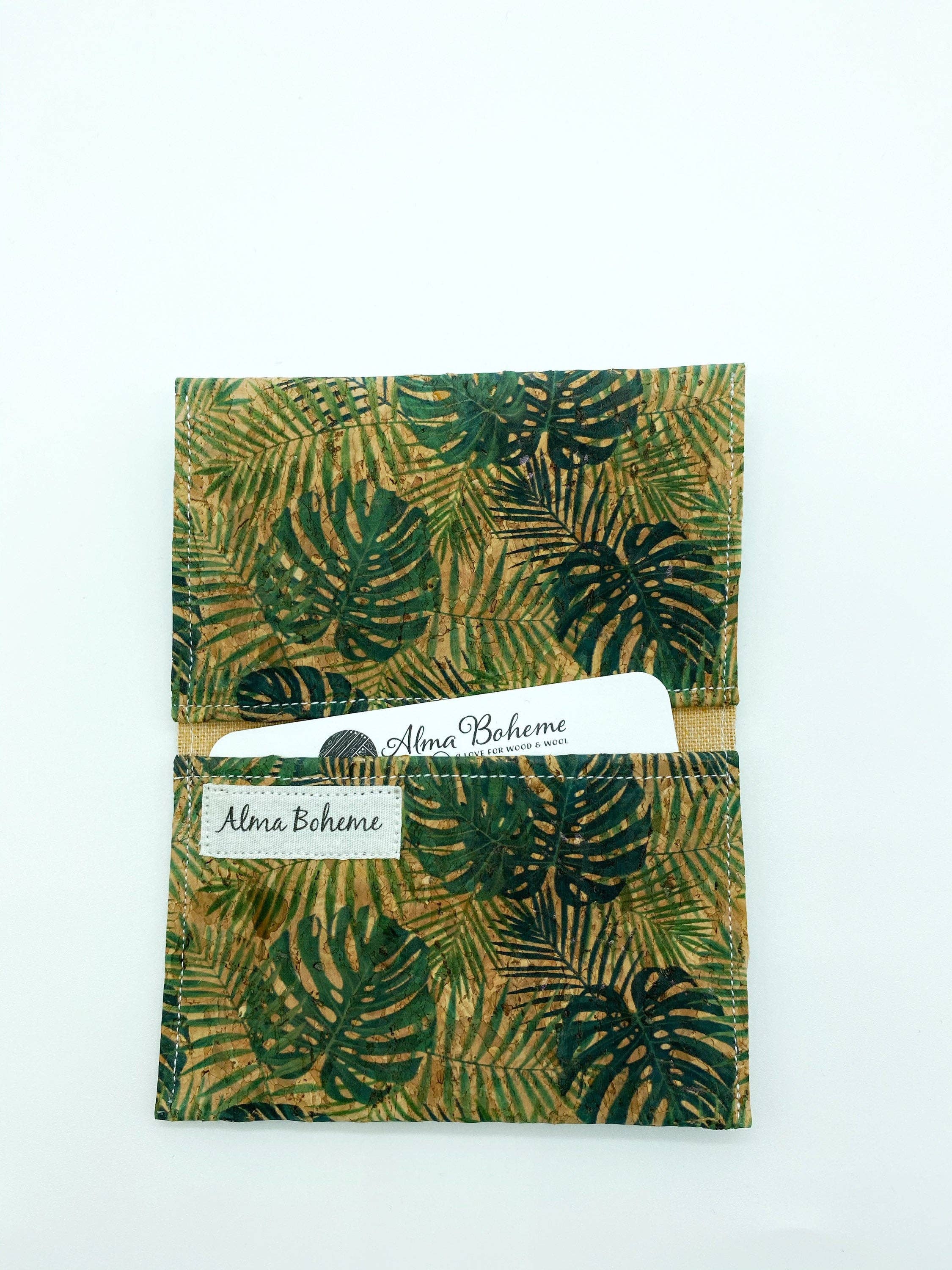 Alma Boheme Handmade - Vente Portefeuille – femme - Portefeuille pliant en liège avec motifs nature - Porte-cartes0