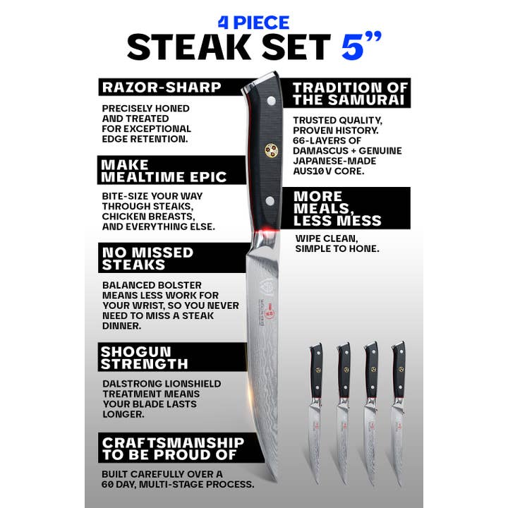 Dalstrong - Wholesale Knife Set - 4 Piece Steak Knife Set | Shogun Series ELITE | Dalstrong ©