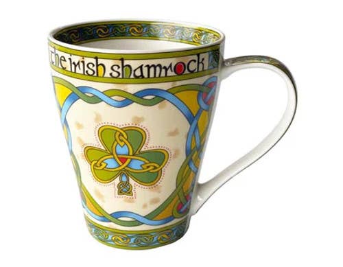 Dublin Gift Company - Wholesale Coffee Mug - 3 Leaf Shamrock Ceramic Irish Mug1