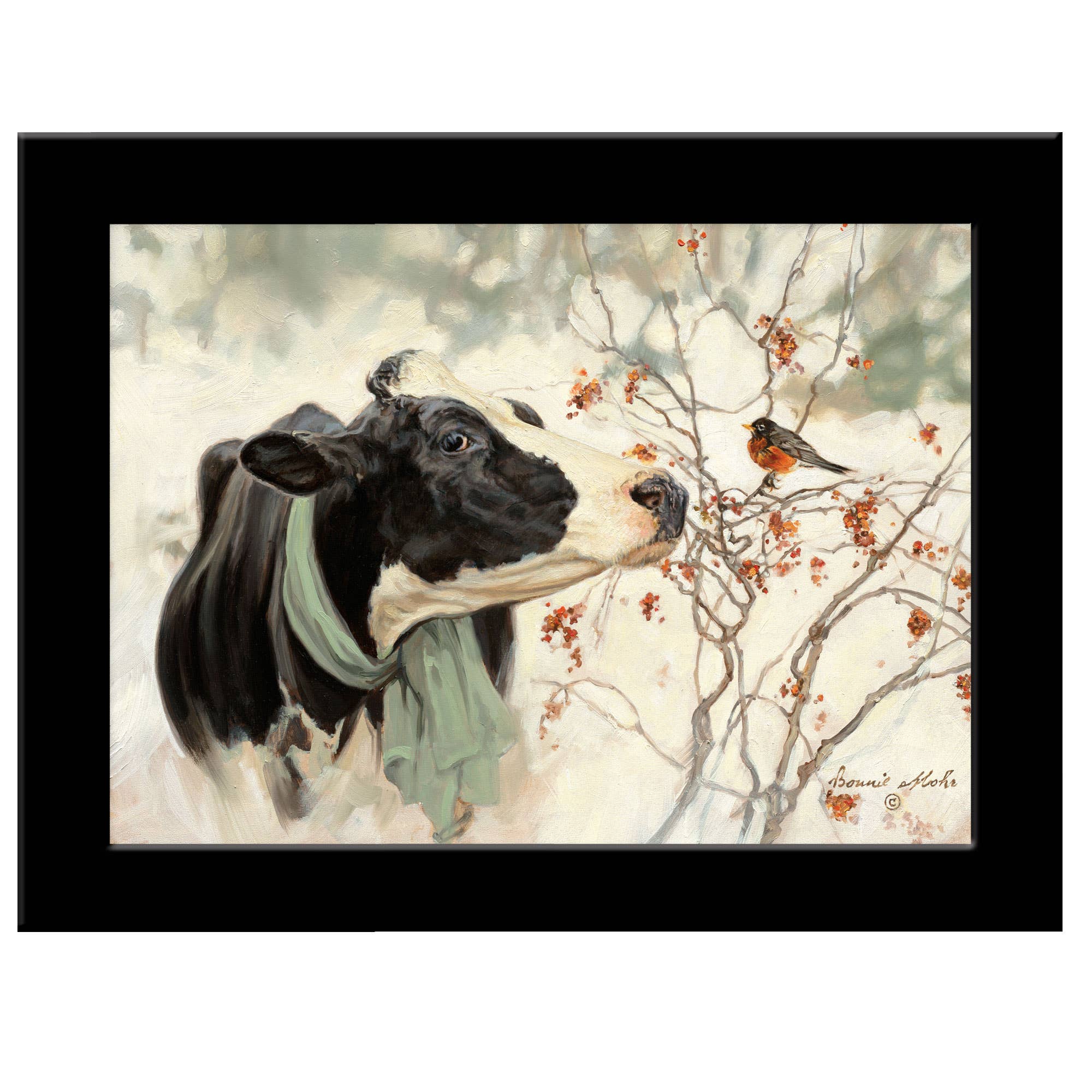 Trendy Decor 4U - Wholesale Art Print - "The Winter Robin" by Bonnie Mohr, Ready to Hang Framed0