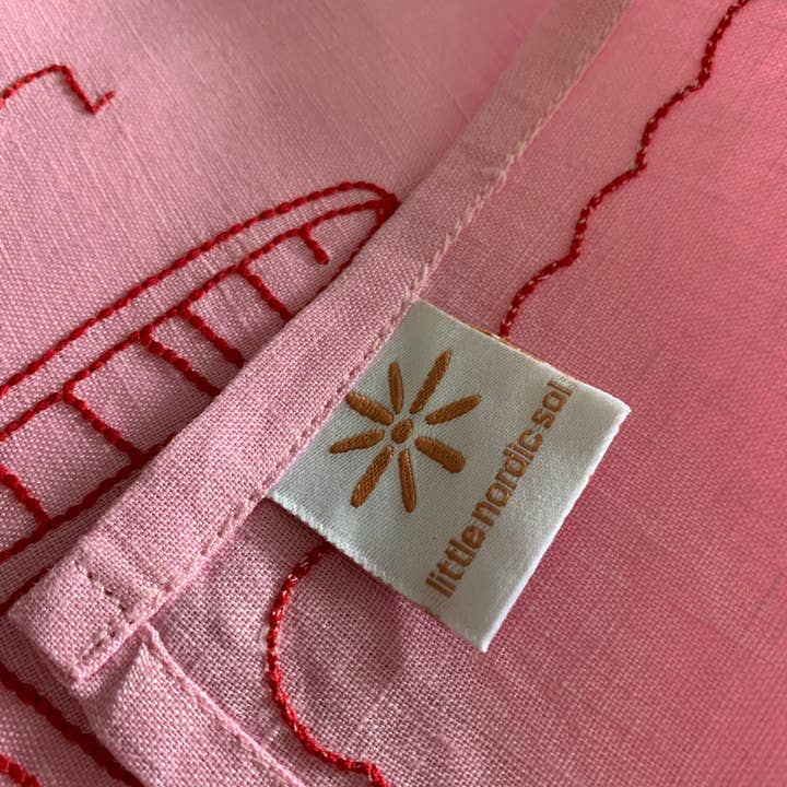 Little Nordic Sol - Wholesale Placemat - Cin Cin Linen Placemat with Glasses in Raspberry and Rose8