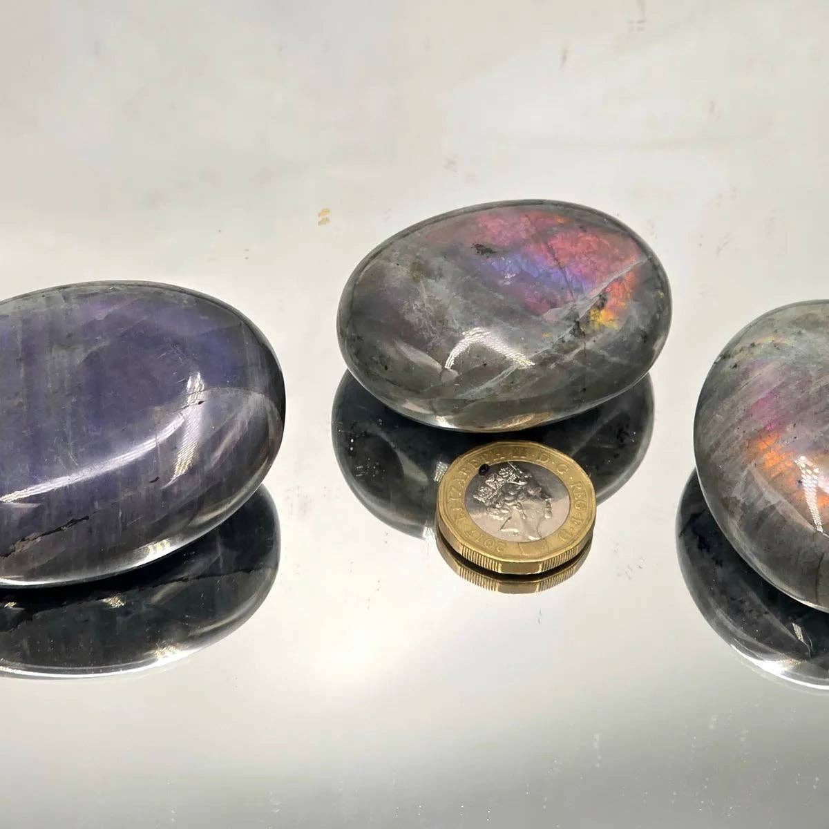 Distinction Crystals - Wholesale Spiritual Stone/Crystal - 3 X Purple Labradorite Crystal Palmstones - Top up batch3