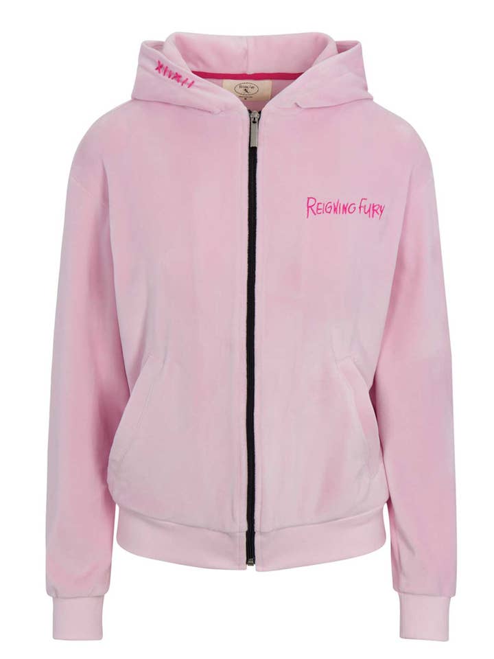FURY PINKIE VELOUR ZIPPED HOODIE for wholesale by Reigning Fury