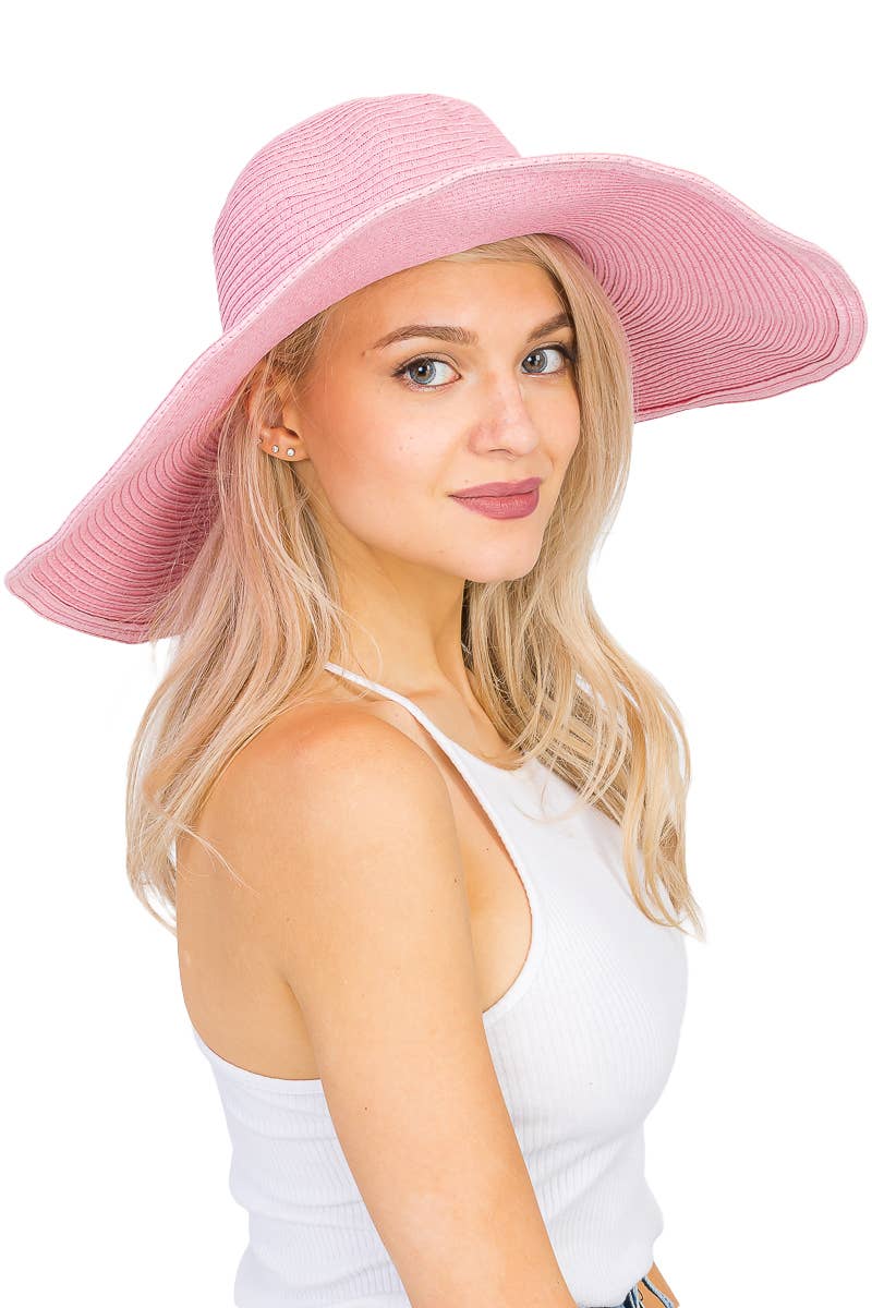Cap Zone - Wholesale Straw Hat - Women's - Wire Brim Straw Beach Sun Hat41