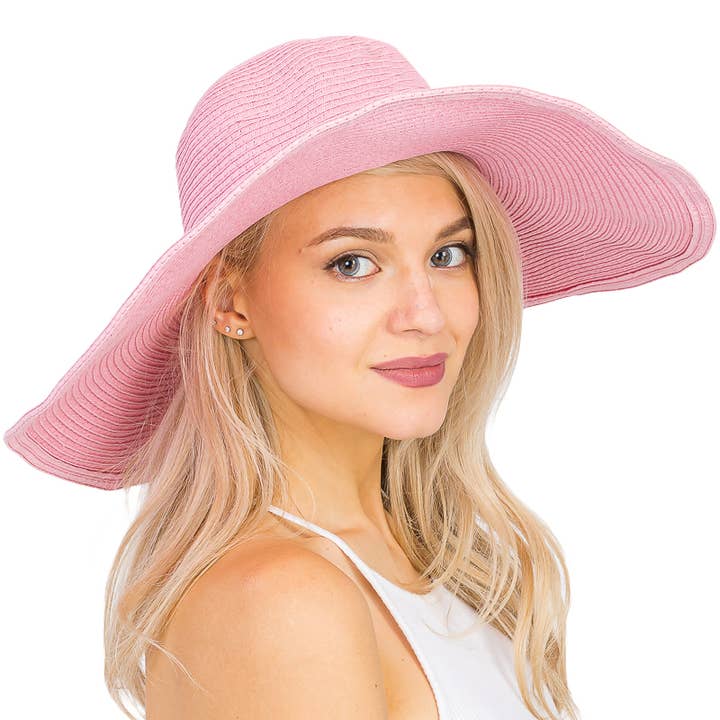 Cap Zone - Wholesale Straw Hat - Women's - Wire Brim Straw Beach Sun Hat41