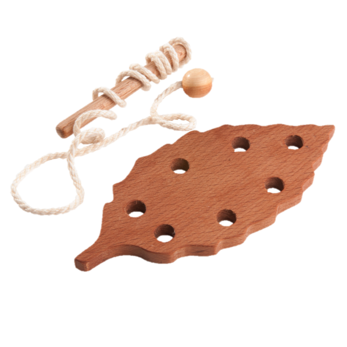 PoppyBabyCo - Wholesale Wood Toy - Kids - Montessori Wooden Lacing Toy — Leaf Set of 32