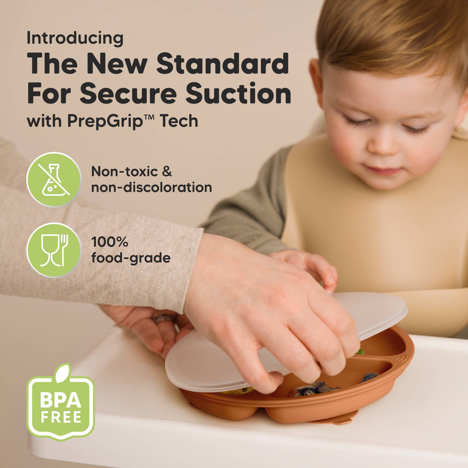 Terracotta 3-Pack Prep Suction Plates with Lids BPA-Free Baby Plate for wholesale on Faire1