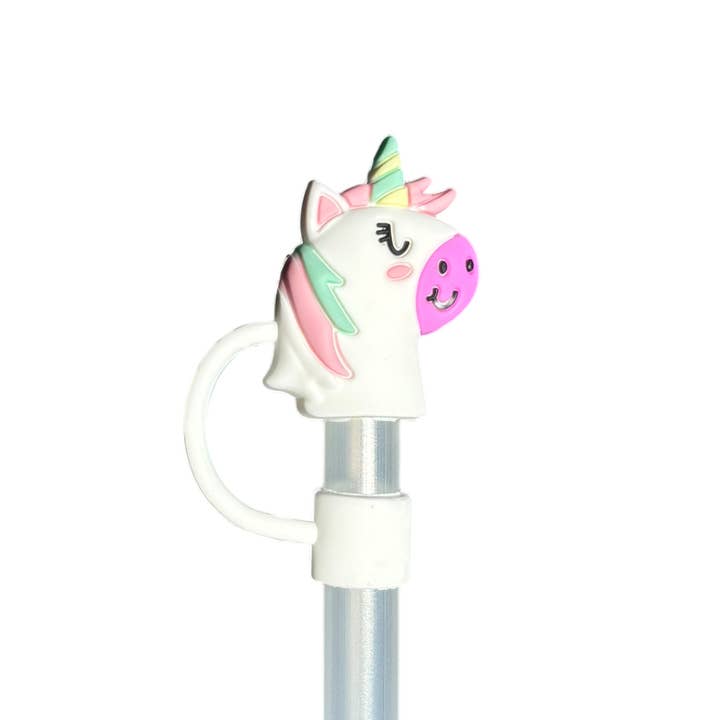 CharCharms - Wholesale Water Bottle - Unicorn Straw Toppers (Retail 4-pack)
