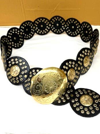 leather belt black Gold for wholesale by DAIRI