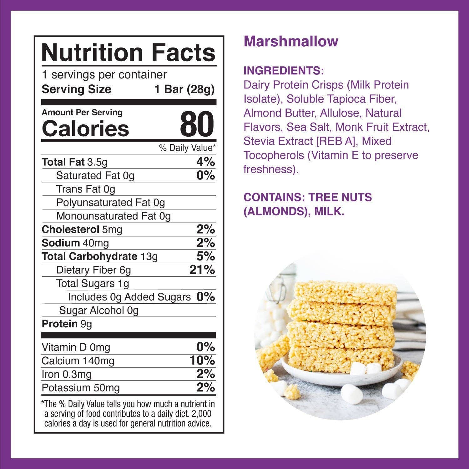 Perfect Keto - Wholesale Snack Bar - Mallow Munch (8 Count)- Low Calorie, Low Carb, Krispy Bar6