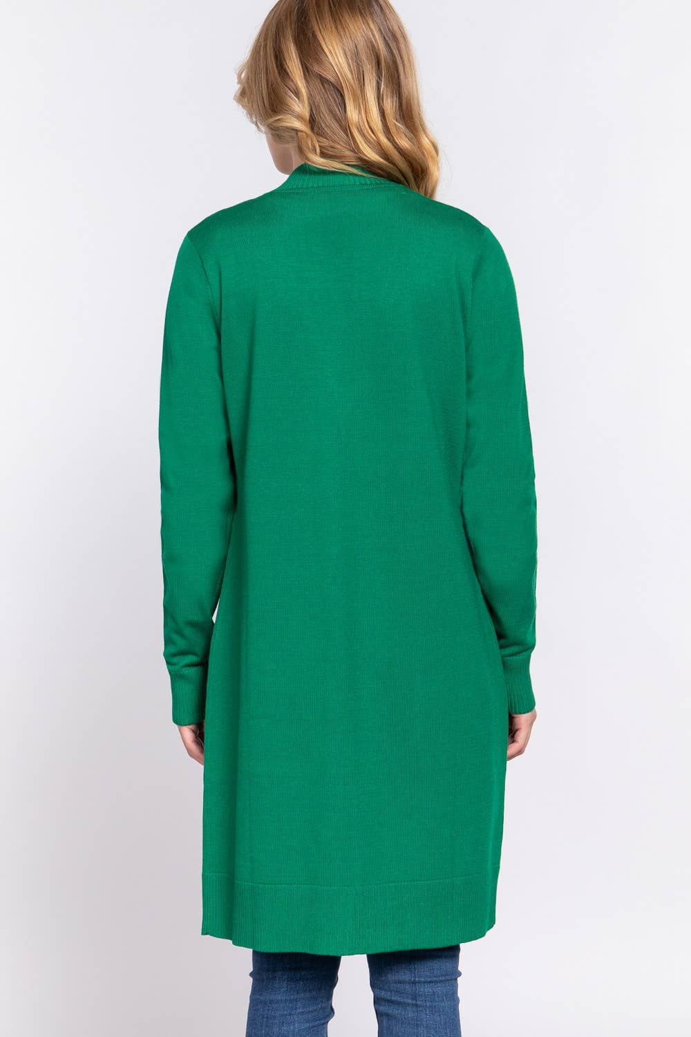 Active Basic | Active USA - Vendita all'ingrosso Cardigan - Donna - Cardigan tunica aperto a costine con maniche lunghe e banda24