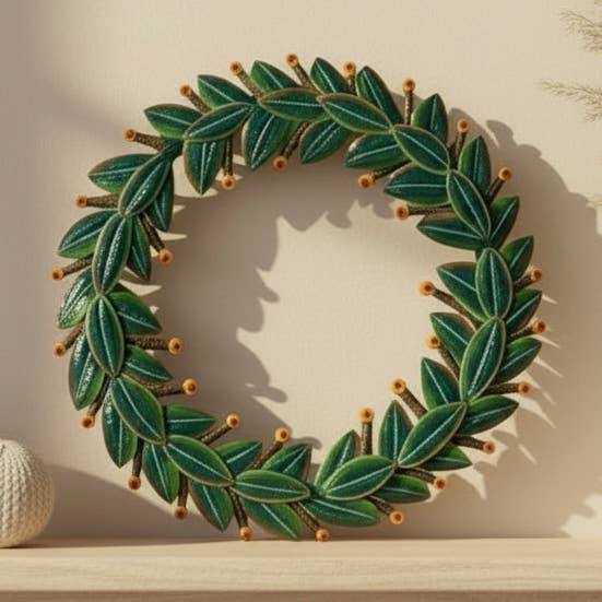 Metal Wreath Wall Decor - Shades of Green for wholesale by Dandarah (Ships from Canada)