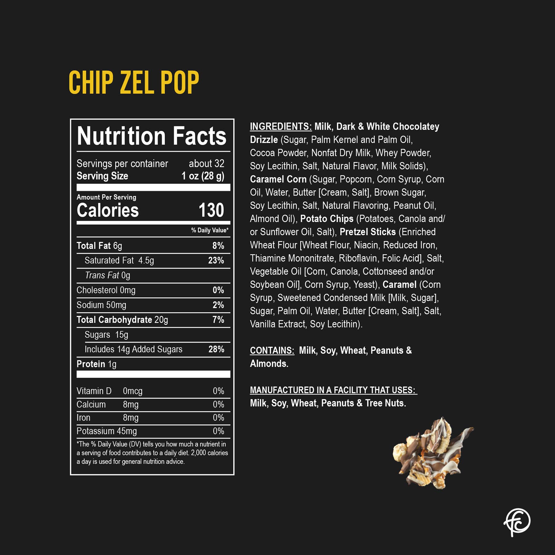 Funky Chunky - Wholesale Popcorn - Chip Zel Pop | Caramel Popcorn with Chocolate | 5-ounce Bags5