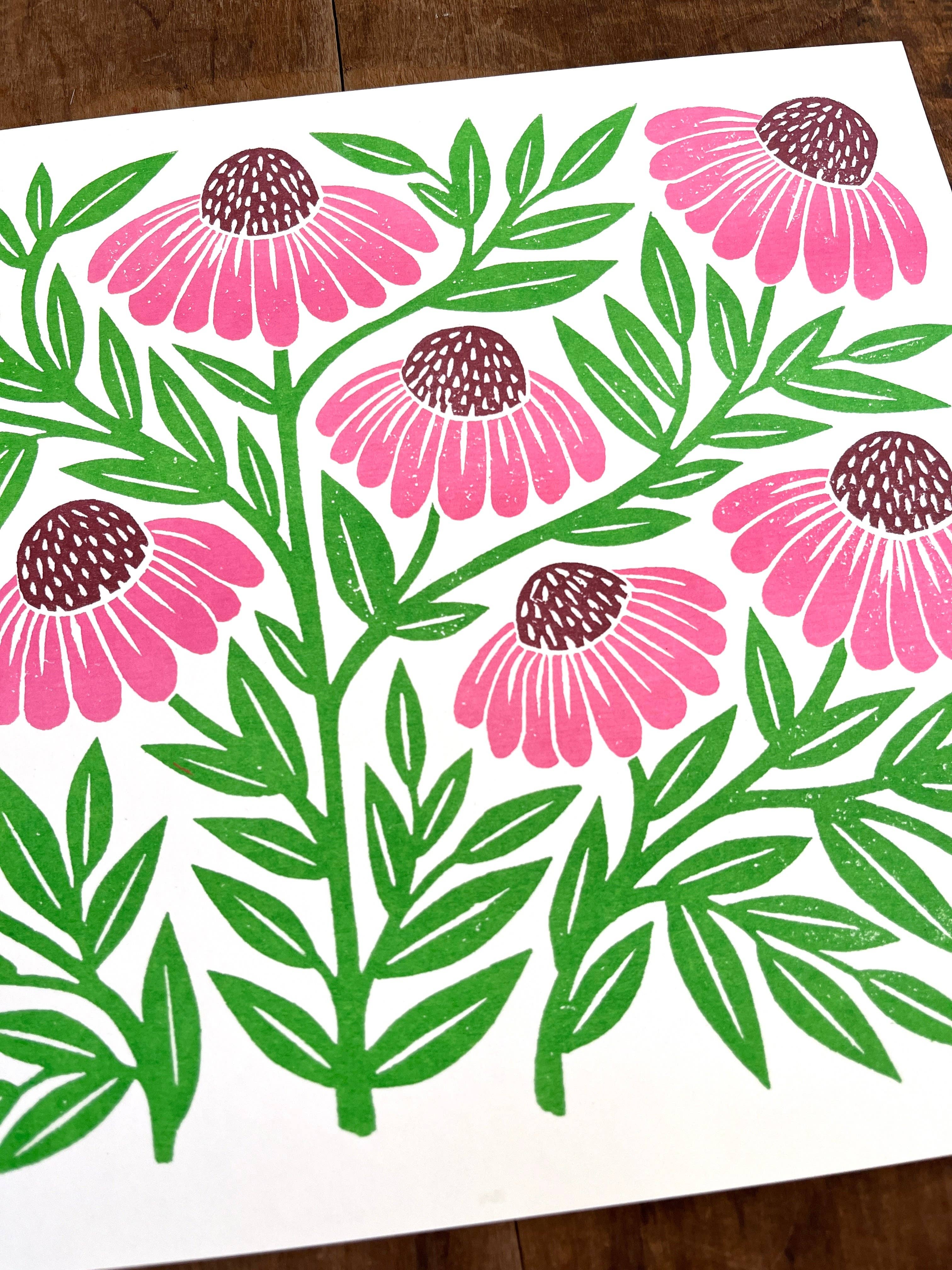 Katharine Watson - Wholesale Art Print - Garden Series: Echinacea Risograph Print5