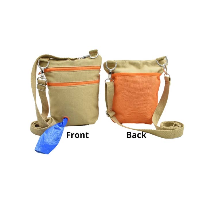 Dog Walker TREAT POUCH with Built-in Poo Bag DISPENSER Khaki for wholesale by Sassy Dog Fashions
