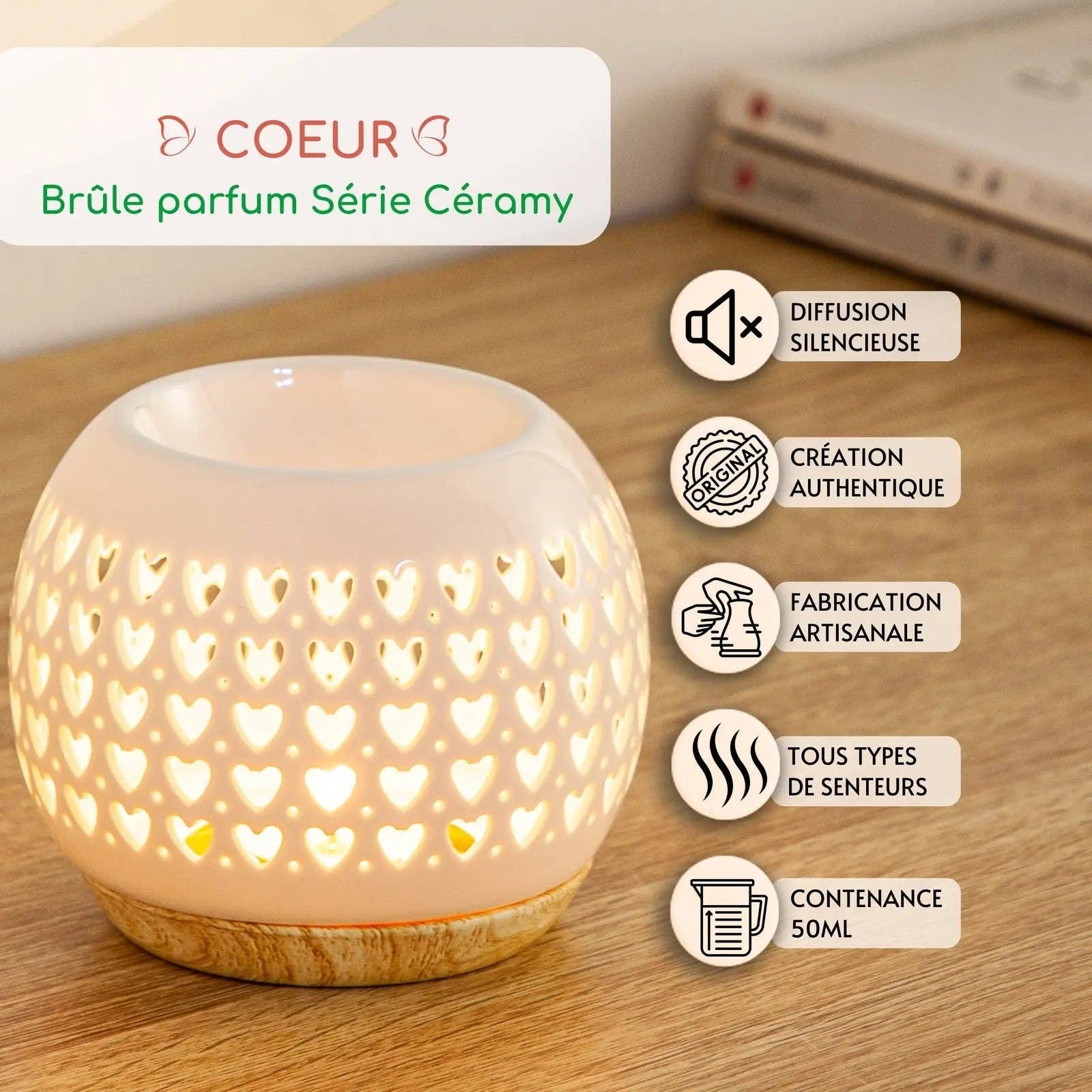 CocoBen's - Wholesale Fragrance Warmer - Scented oil burner - Heart1