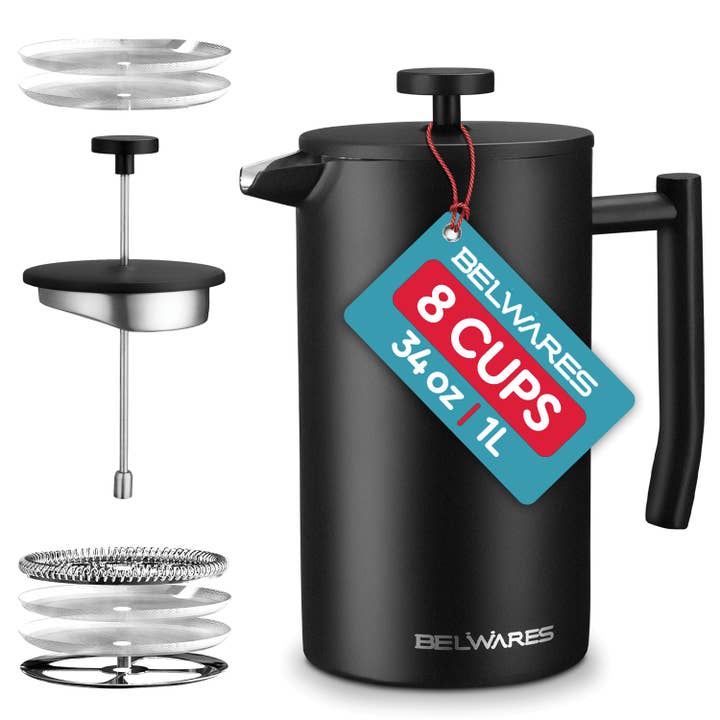 Bambusi - Wholesale French Press - French Press Coffee Maker Double Wall & 4-Level Filtration